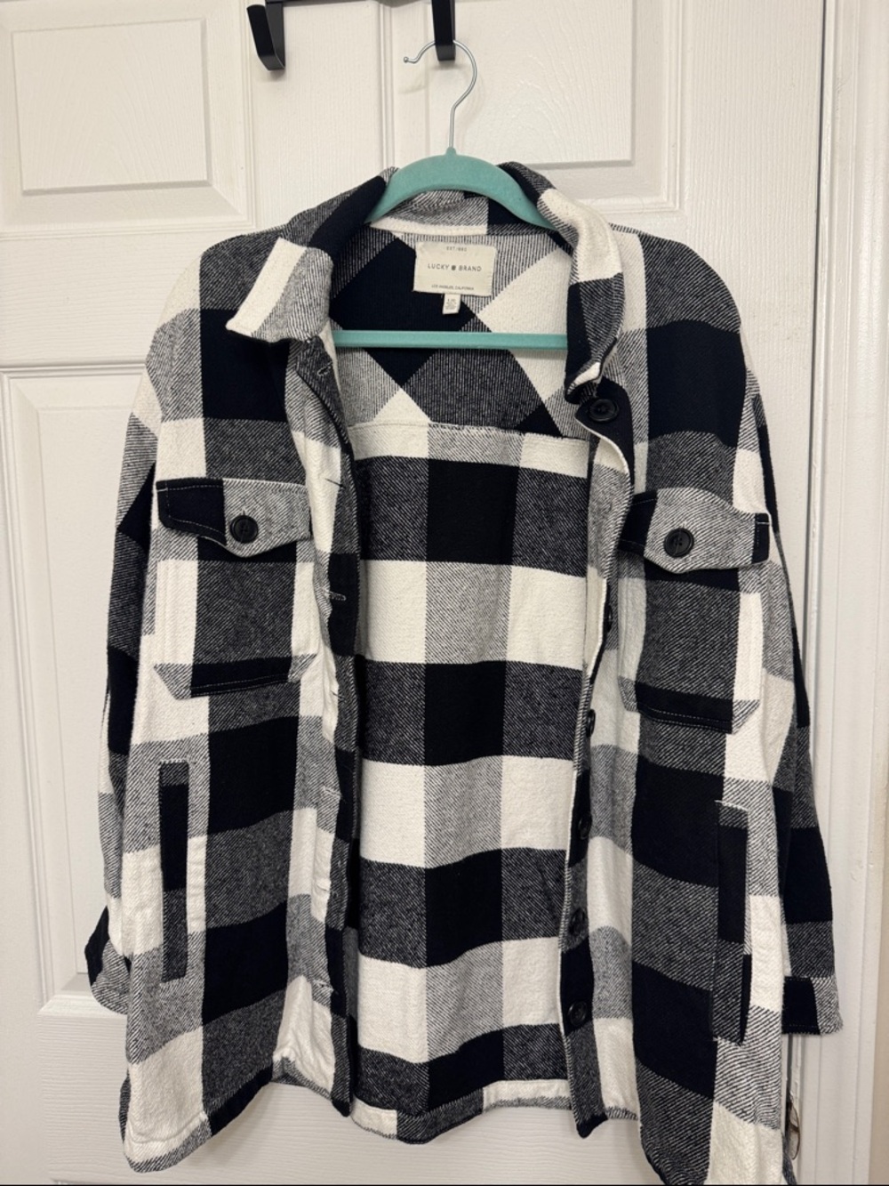 Lucky Brand Black & White Plaid Shacket